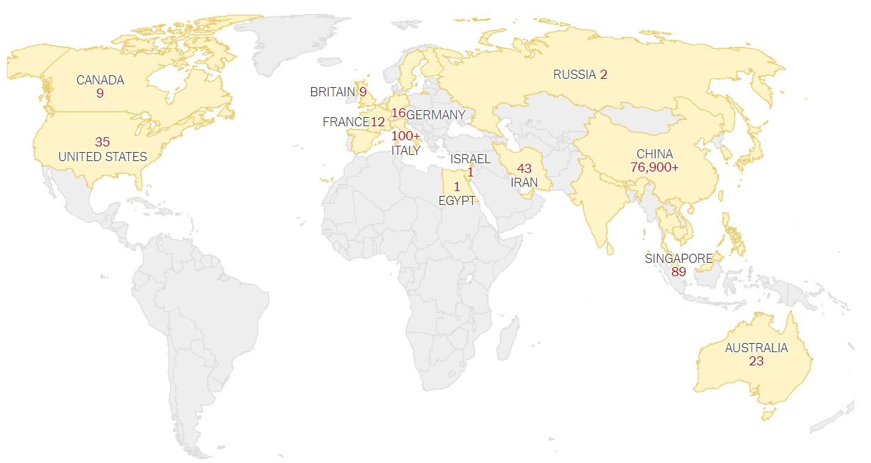 Coronavirus map (New York Times)