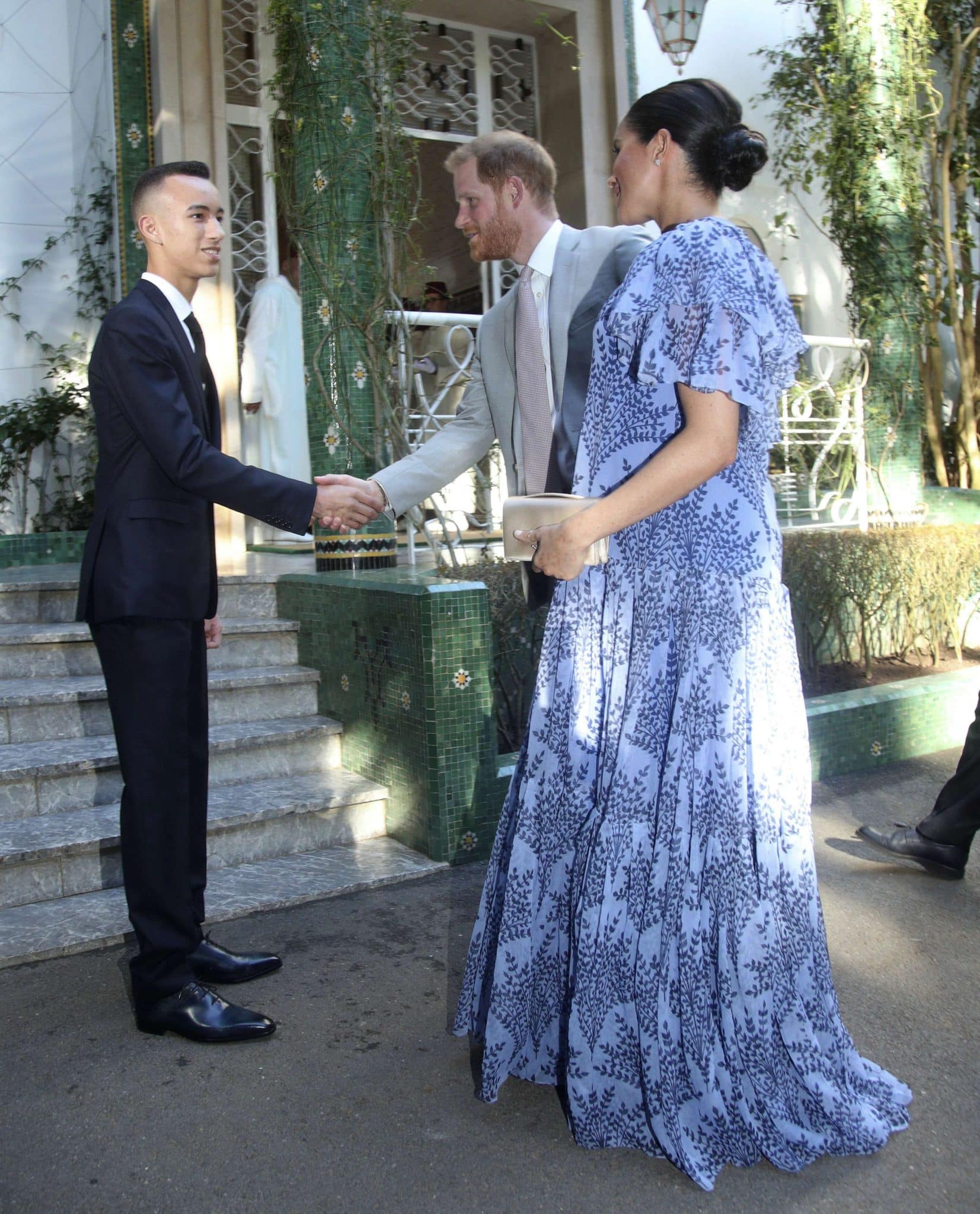 Le prince héritier recevant le prince Harry et la duchesse du Sussex Meghan Markle, le 25 février 2019 à Rabat. © Yui Mok/AP/SIPA